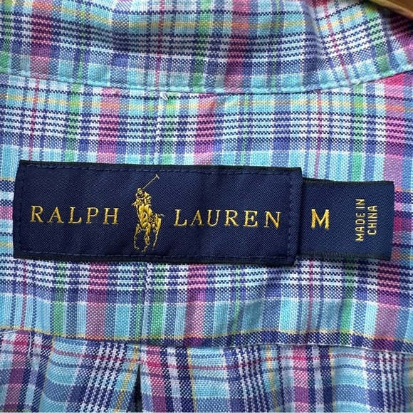 Ralph Lauren Men’s Medium Multicolor Plaid Button Down Shirt 100% Cotton - Picture 5 of 8
